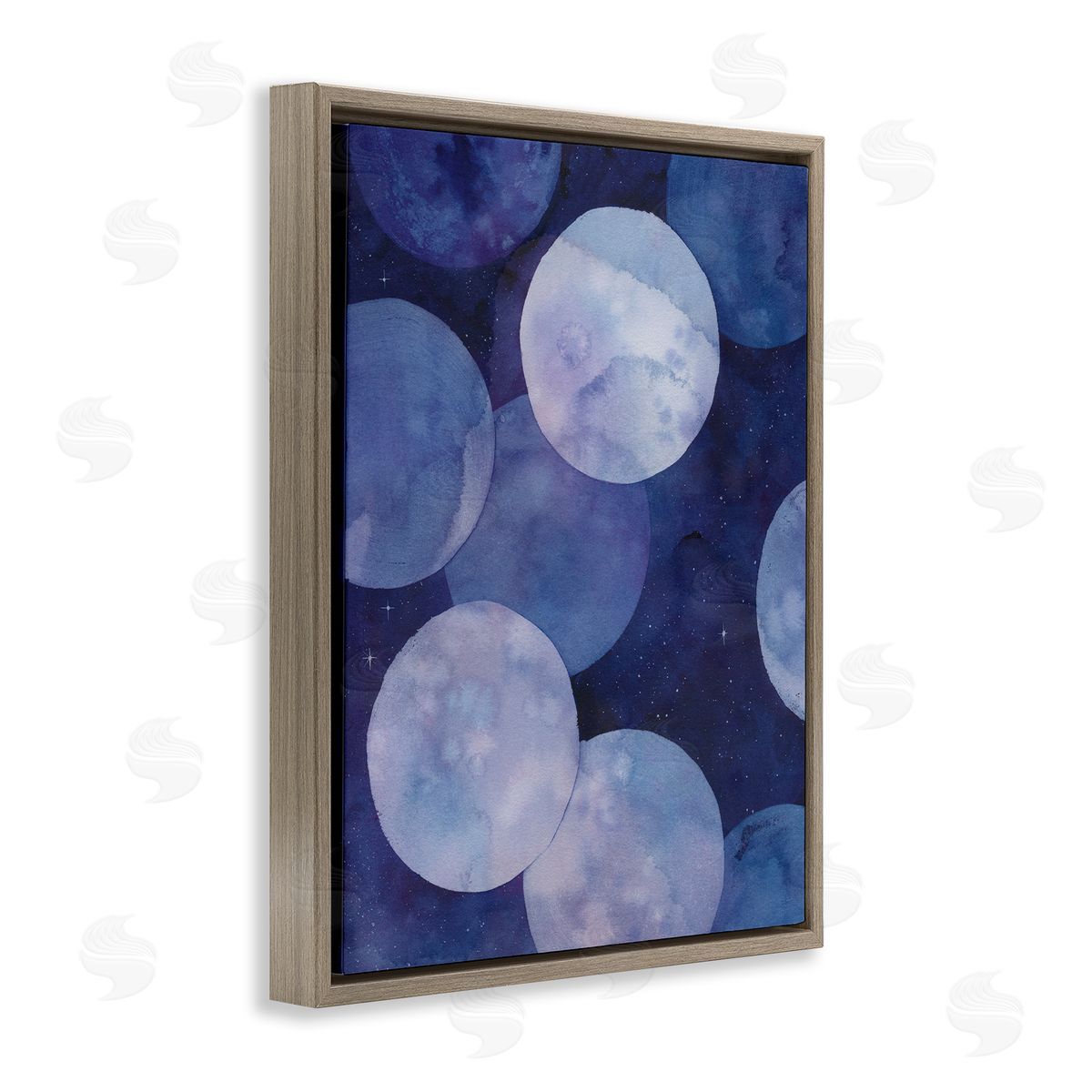 Layered Circles in Space Brown Floating Frame Canvas Wall Art, Home Decor by Grace Popp