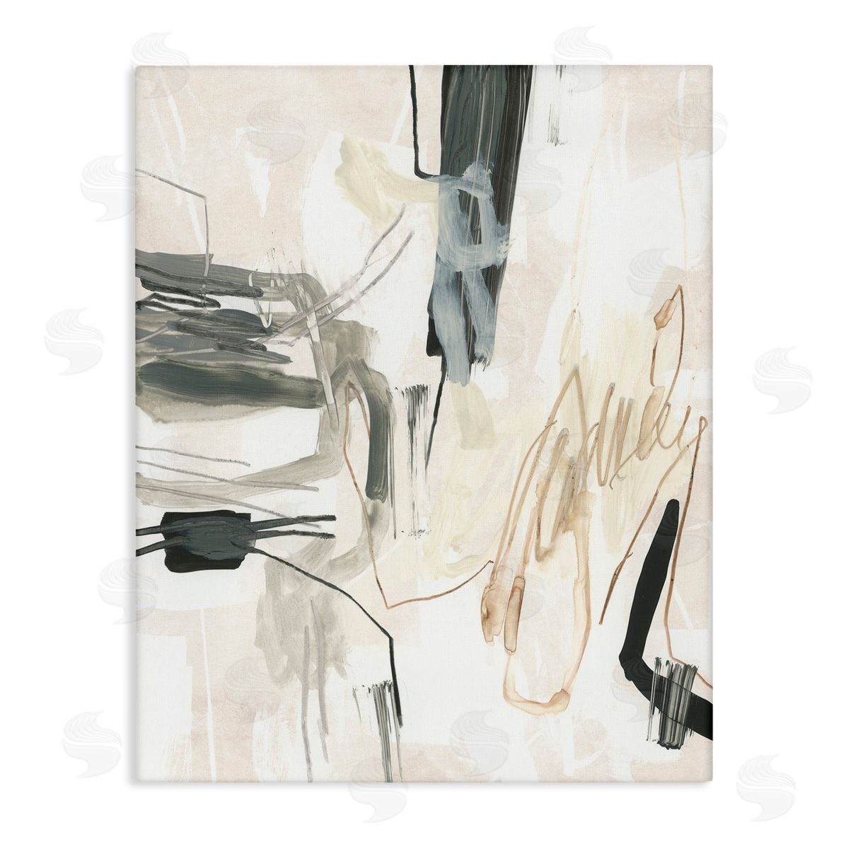 Expressive Neutral Tones Scribble Canvas Wall Art, Home Decor by June Erica Vess