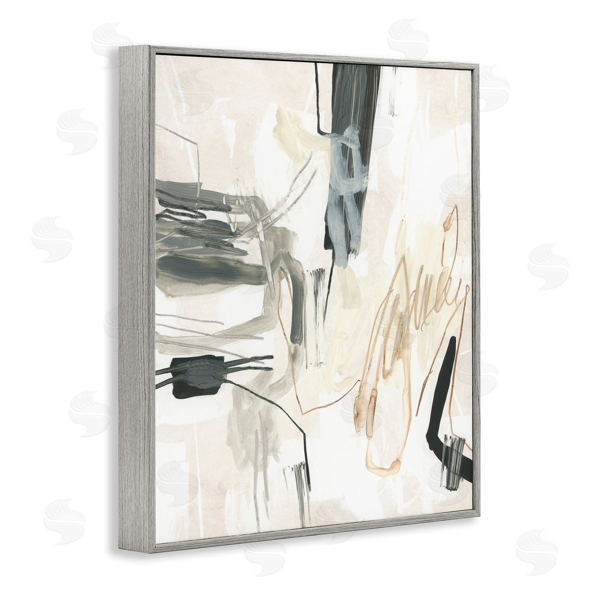 Expressive Neutral Tones Scribble Grey Frame Print Wall Art, Home Decor by June Erica Vess