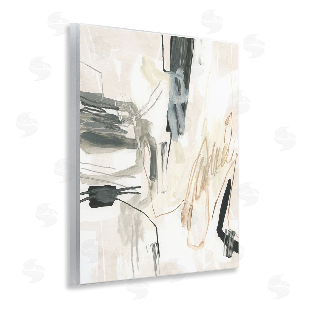 Expressive Neutral Tones Scribble Wood Plaque Wall Art, Home Decor by June Erica Vess