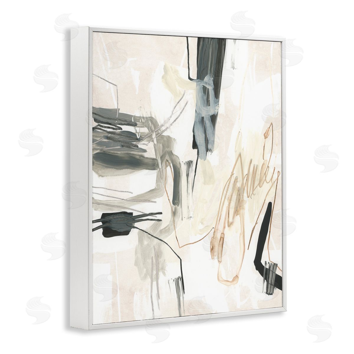Expressive Neutral Tones Scribble White Frame Print Wall Art, Home Decor by June Erica Vess