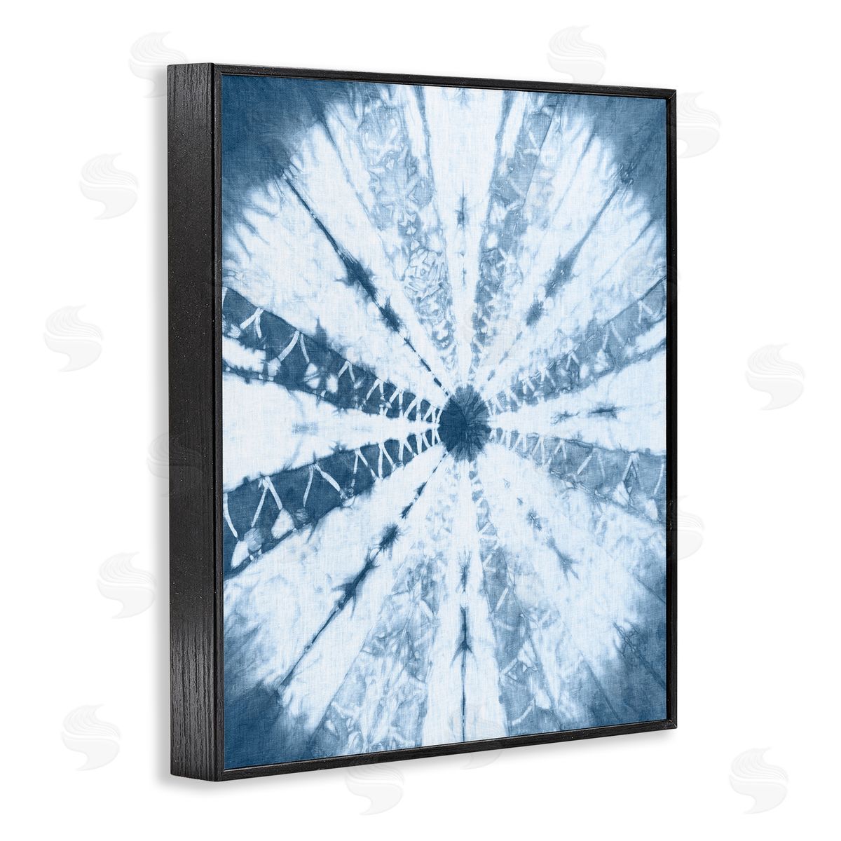 Blue Tie Dye Sunburst Black Frame Print Wall Art, Home Decor by Jason Johnson