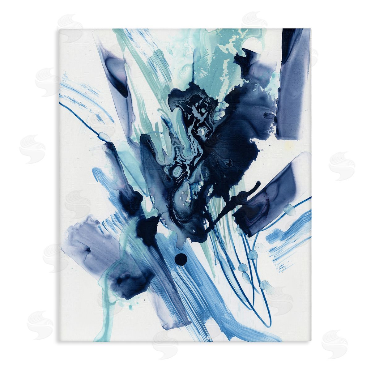Restless Blue Splash Canvas Wall Art, Home Decor by June Erica Vess
