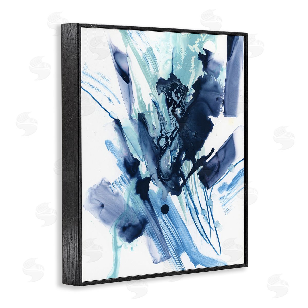 Restless Blue Splash Black Frame Print Wall Art, Home Decor by June Erica Vess