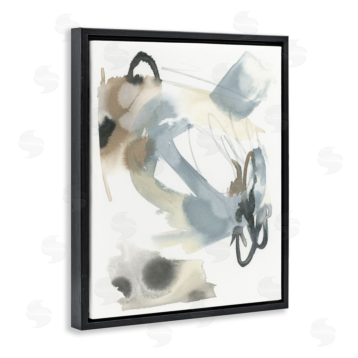 Modern Neutral Watercolor Black Floating Frame Canvas Wall Art, Home Decor by June Erica Vess