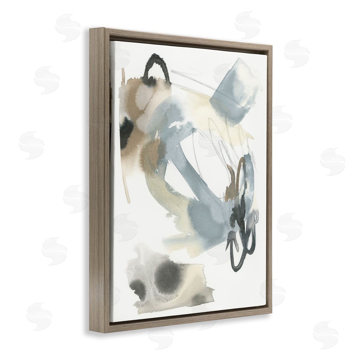 Modern Neutral Watercolor Brown Floating Frame Canvas Wall Art, Home Decor by June Erica Vess