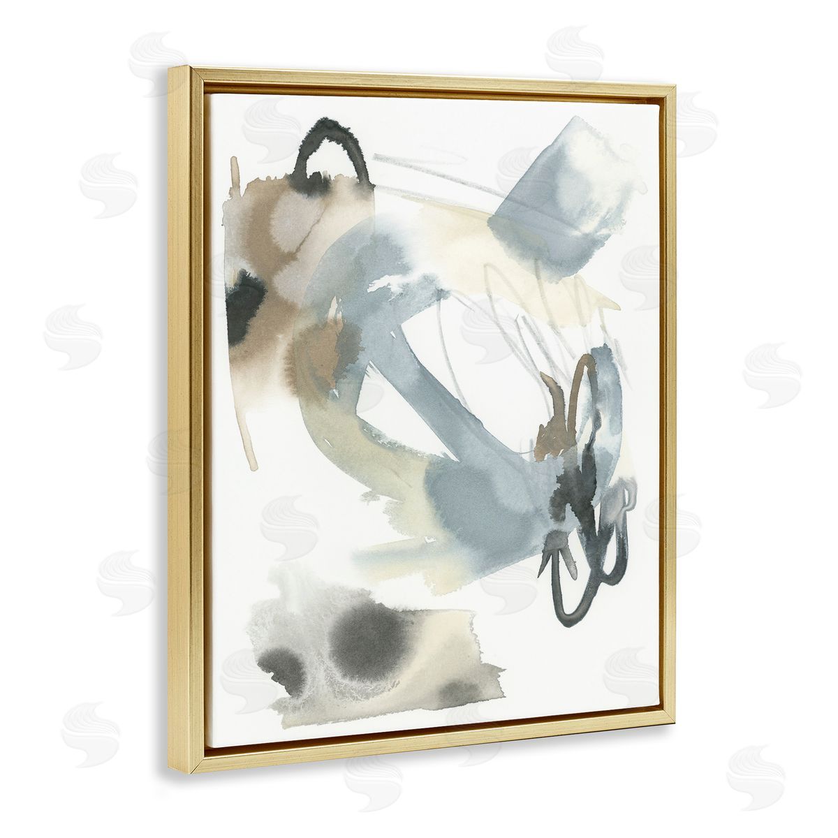 Modern Neutral Watercolor Gold Floating Frame Canvas Wall Art, Home Decor by June Erica Vess