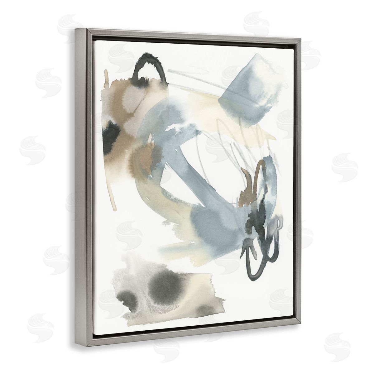 Modern Neutral Watercolor Grey Floating Frame Canvas Wall Art, Home Decor by June Erica Vess