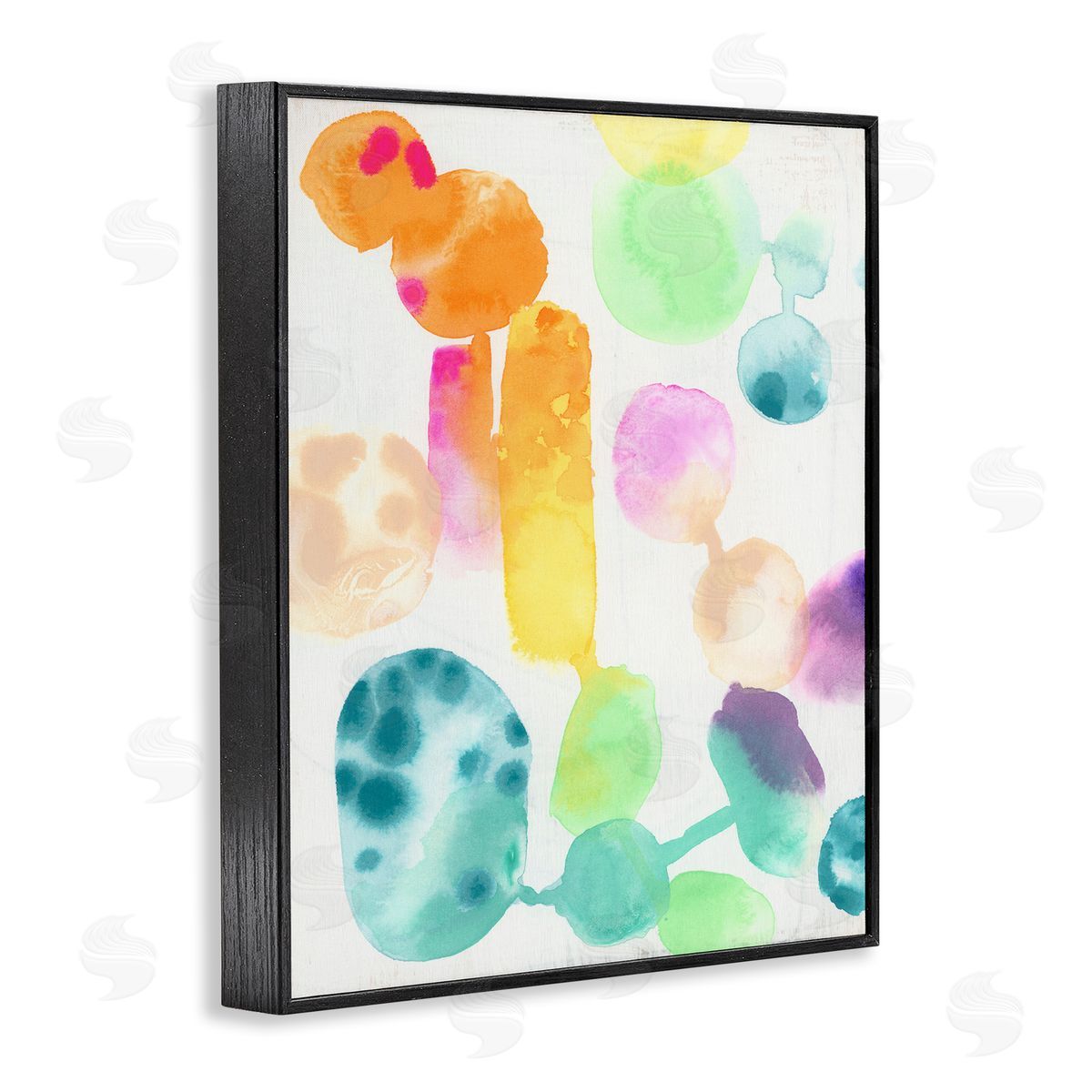 Rainbow Watercolor Pattern Black Frame Print Wall Art, Home Decor by June Erica Vess