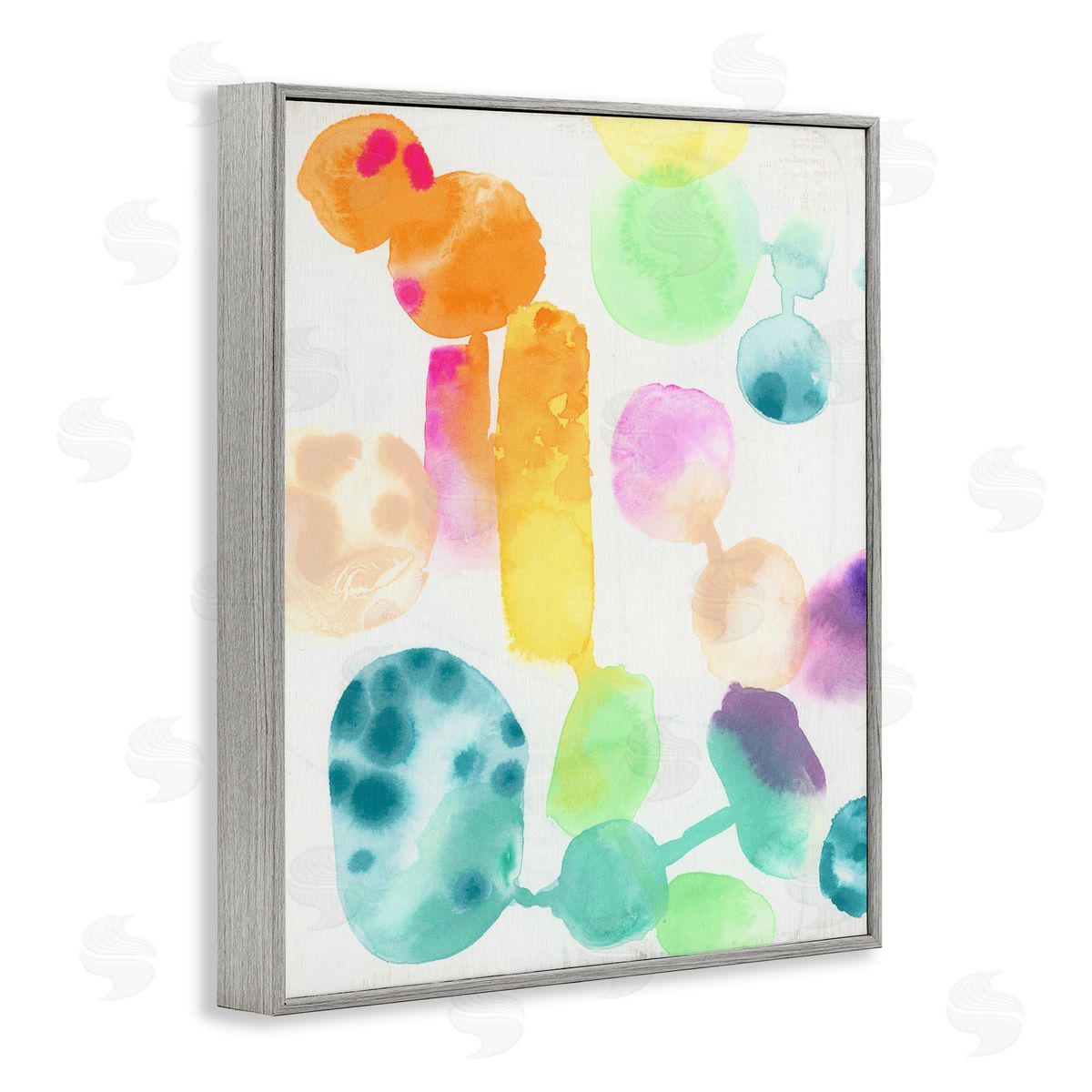 Rainbow Watercolor Pattern Grey Frame Print Wall Art, Home Decor by June Erica Vess