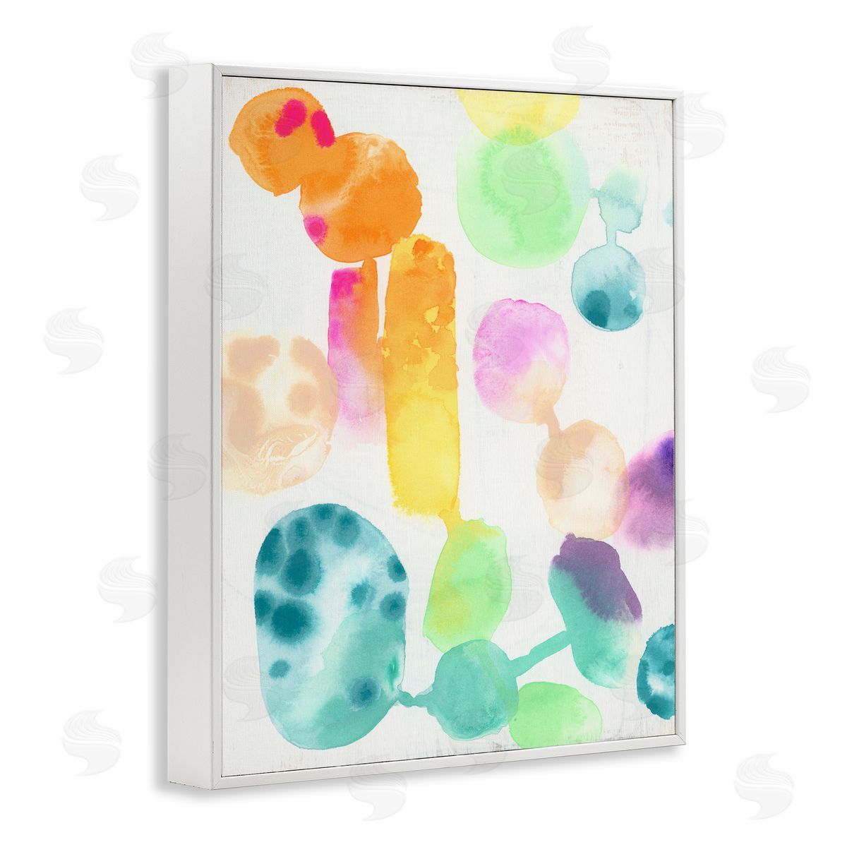 Rainbow Watercolor Pattern White Frame Print Wall Art, Home Decor by June Erica Vess