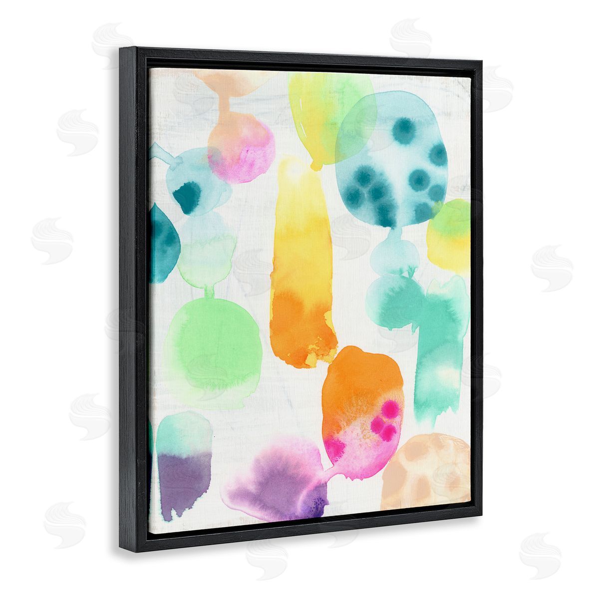 Pastel Watercolor Pattern Black Floating Frame Canvas Wall Art, Home Decor by June Erica Vess