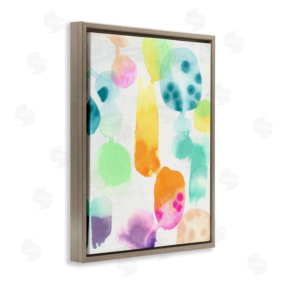 Pastel Watercolor Pattern Brown Floating Frame Canvas Wall Art, Home Decor by June Erica Vess
