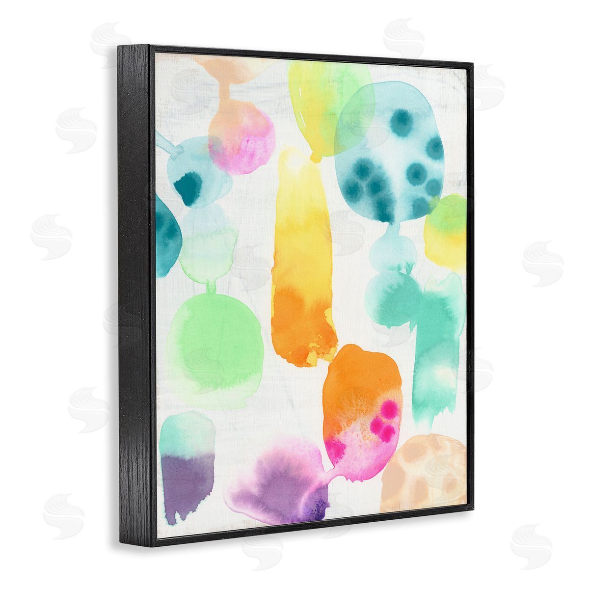 Pastel Watercolor Pattern Black Frame Print Wall Art, Home Decor by June Erica Vess