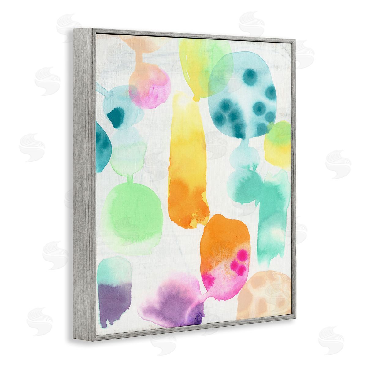 Pastel Watercolor Pattern Grey Frame Print Wall Art, Home Decor by June Erica Vess