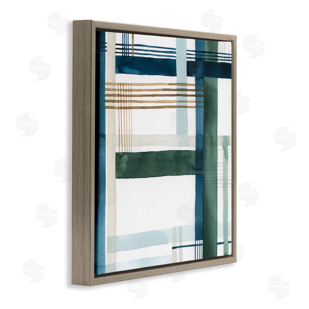 Modern Woven Pattern Brown Floating Frame Canvas Wall Art, Home Decor by Grace Popp