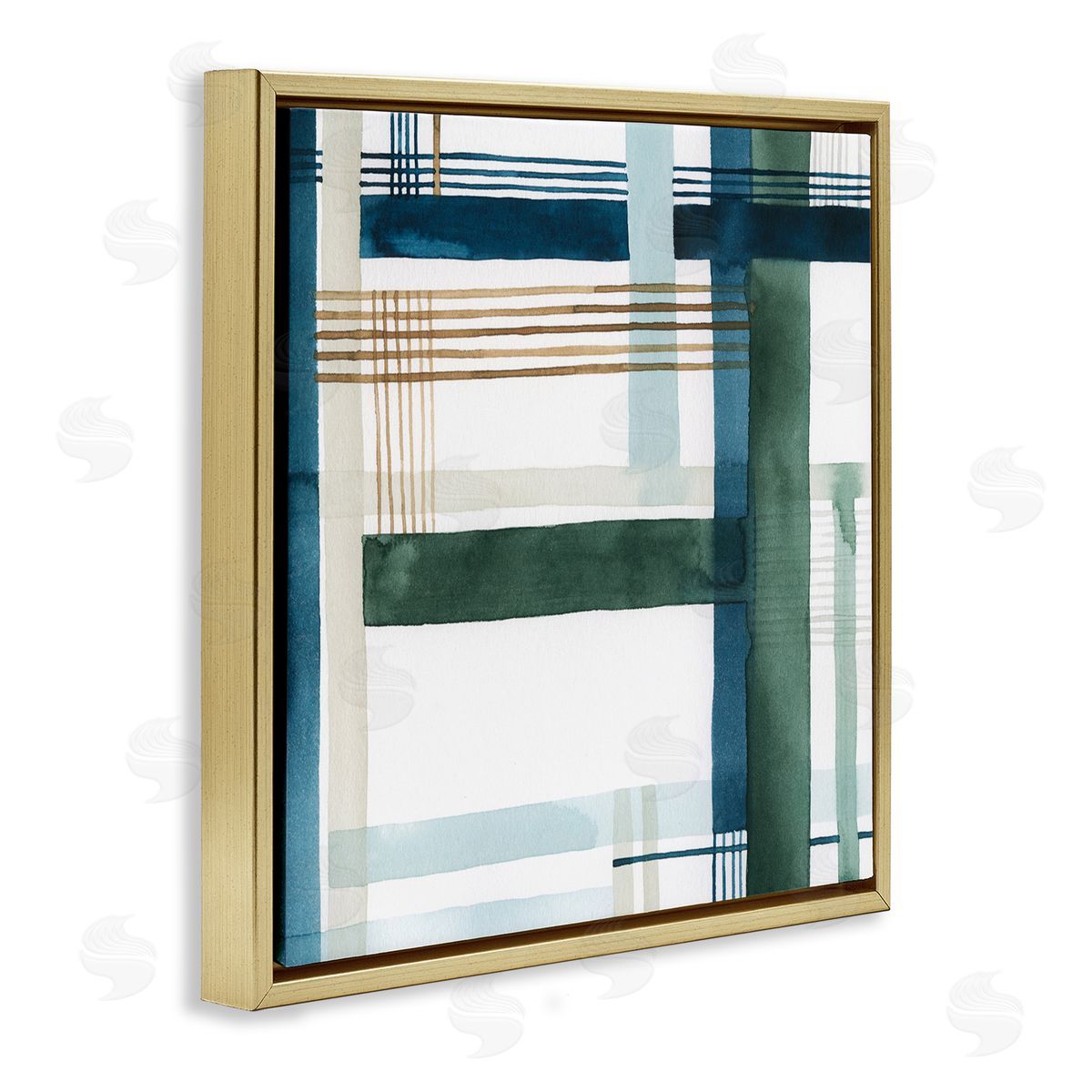 Modern Woven Pattern Gold Floating Frame Canvas Wall Art, Home Decor by Grace Popp
