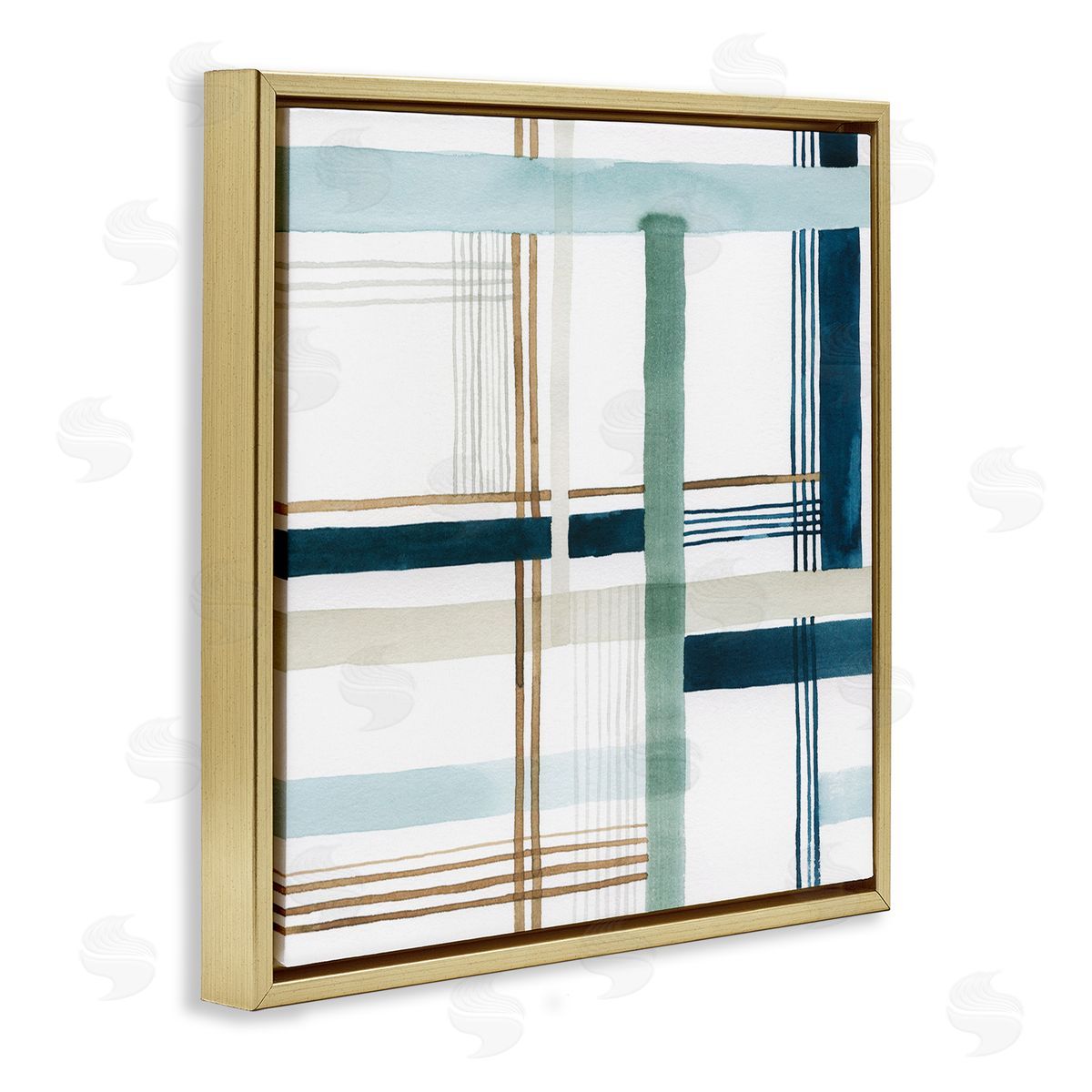 Soft Woven Pattern Gold Floating Frame Canvas Wall Art, Home Decor by Grace Popp