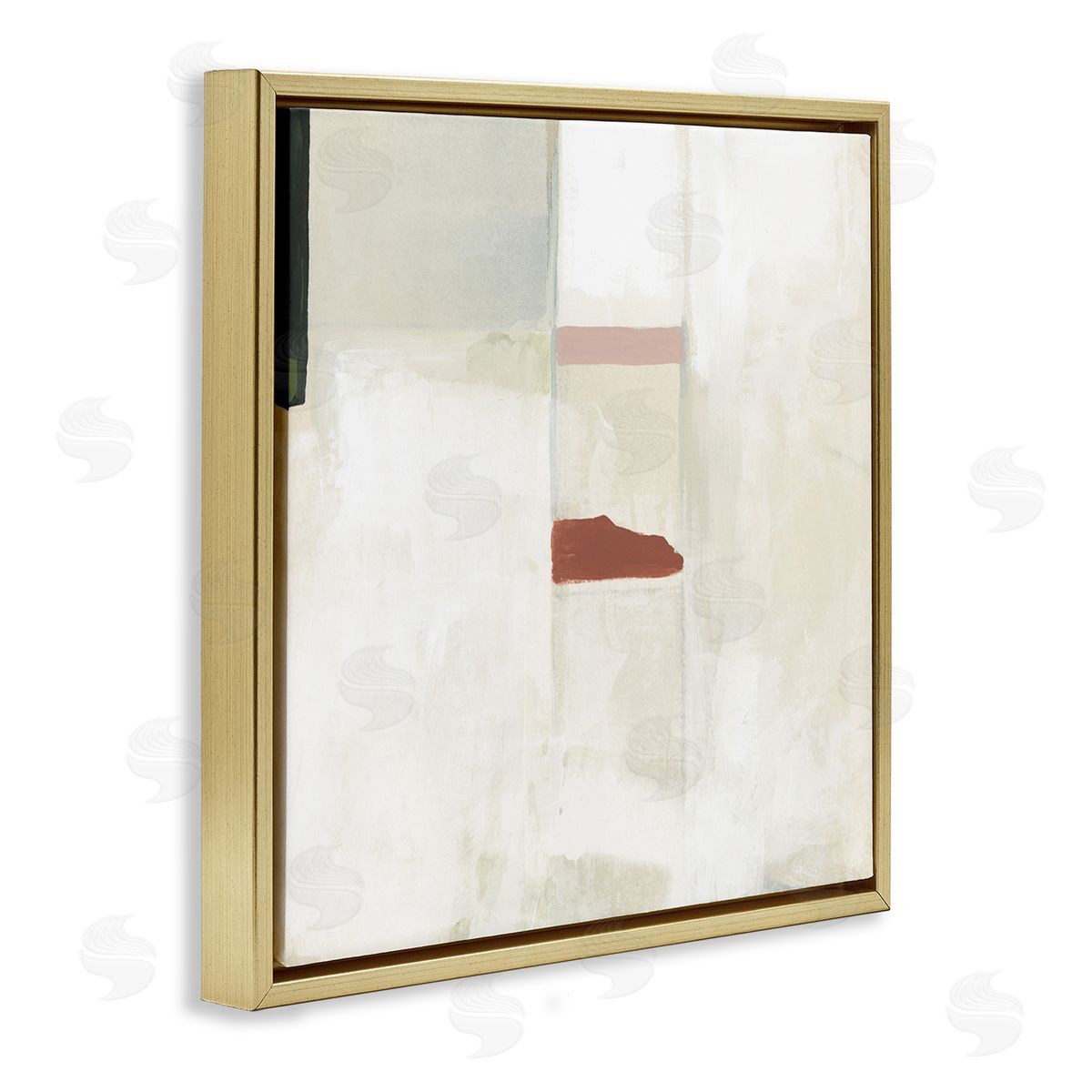 Abstract with Terracotta Accent Gold Floating Frame Canvas Wall Art, Home Decor by June Erica Vess