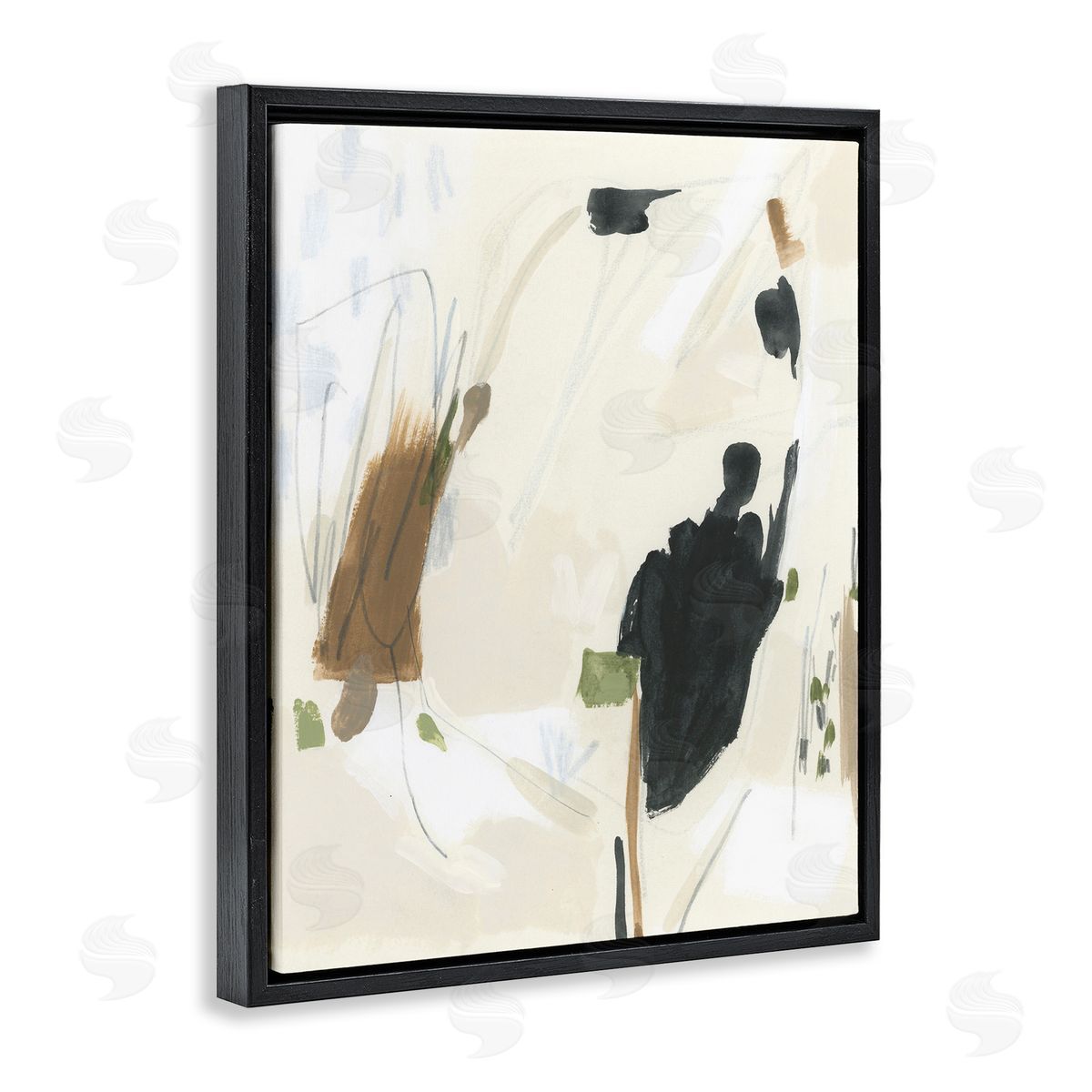 Subdued Neutral Abstract Black Floating Frame Canvas Wall Art, Home Decor by June Erica Vess