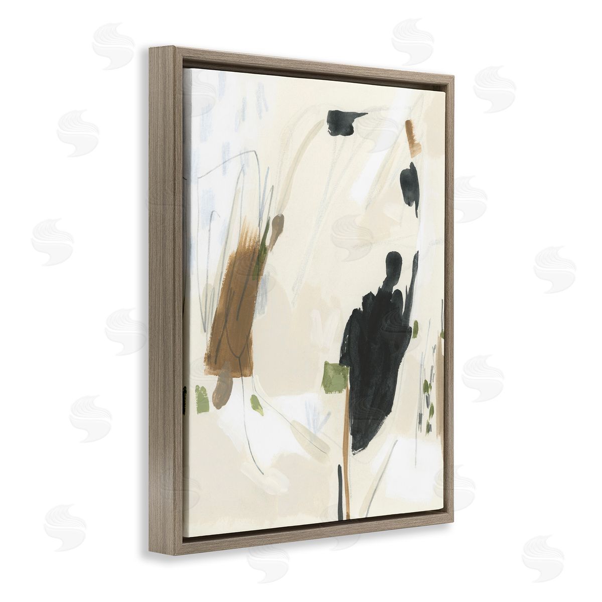 Subdued Neutral Abstract Brown Floating Frame Canvas Wall Art, Home Decor by June Erica Vess