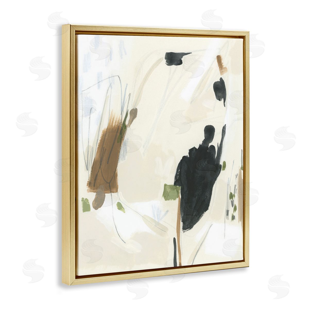 Subdued Neutral Abstract Gold Floating Frame Canvas Wall Art, Home Decor by June Erica Vess