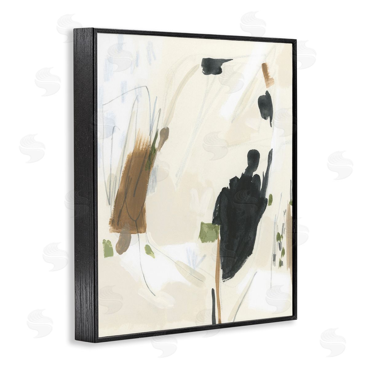 Subdued Neutral Abstract Black Frame Print Wall Art, Home Decor by June Erica Vess