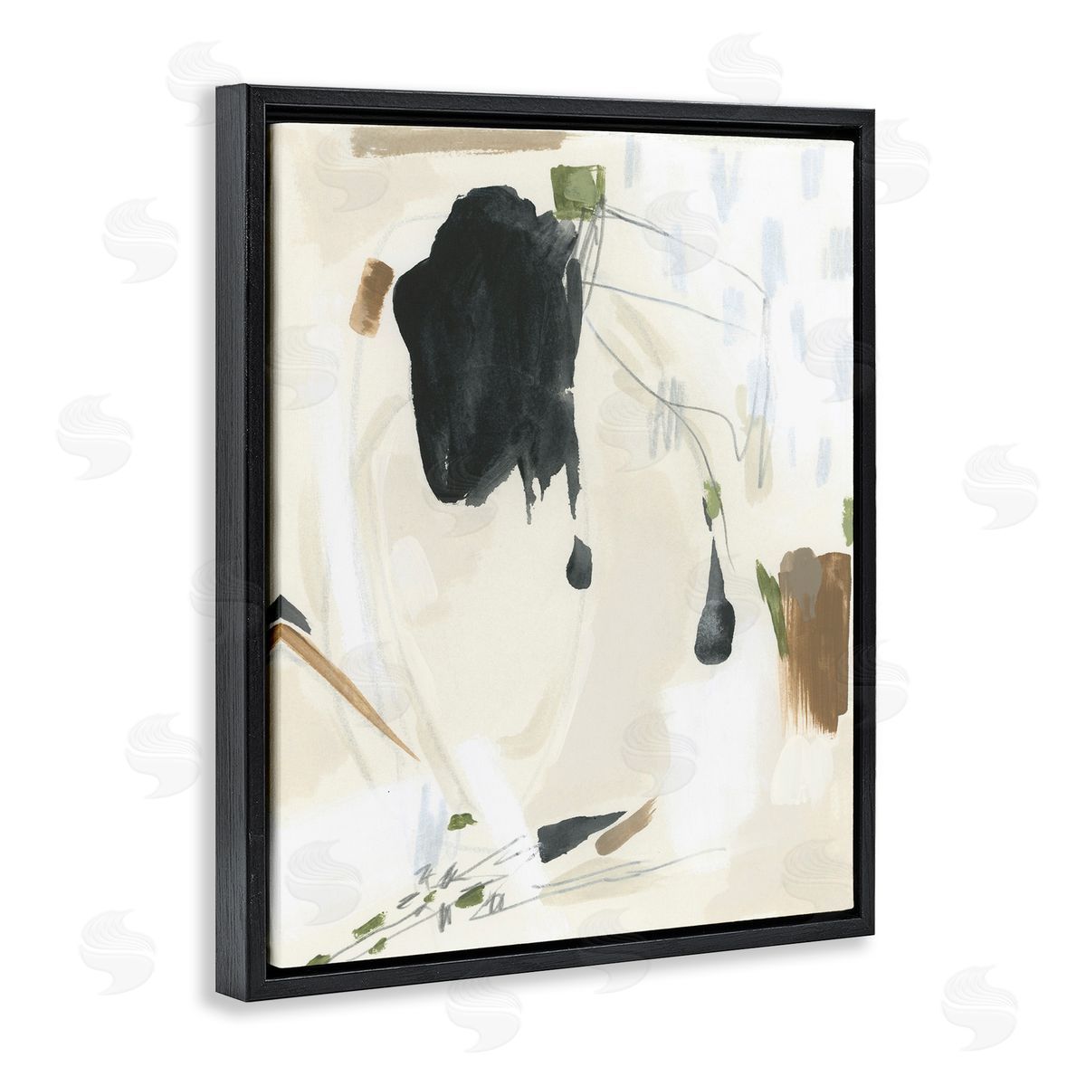 Subtle Abstract Painting Black Floating Frame Canvas Wall Art, Home Decor by June Erica Vess