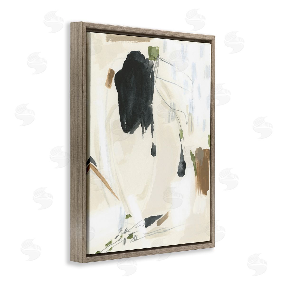 Subtle Abstract Painting Brown Floating Frame Canvas Wall Art, Home Decor by June Erica Vess