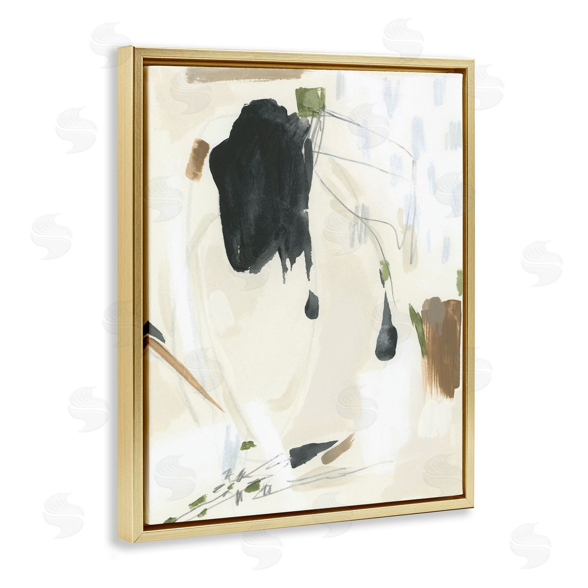 Subtle Abstract Painting Gold Floating Frame Canvas Wall Art, Home Decor by June Erica Vess