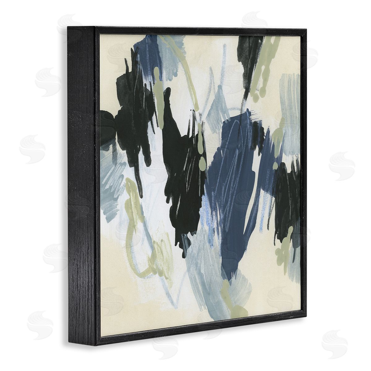 Blue and Neutral Abstraction Black Frame Print Wall Art, Home Decor by June Erica Vess