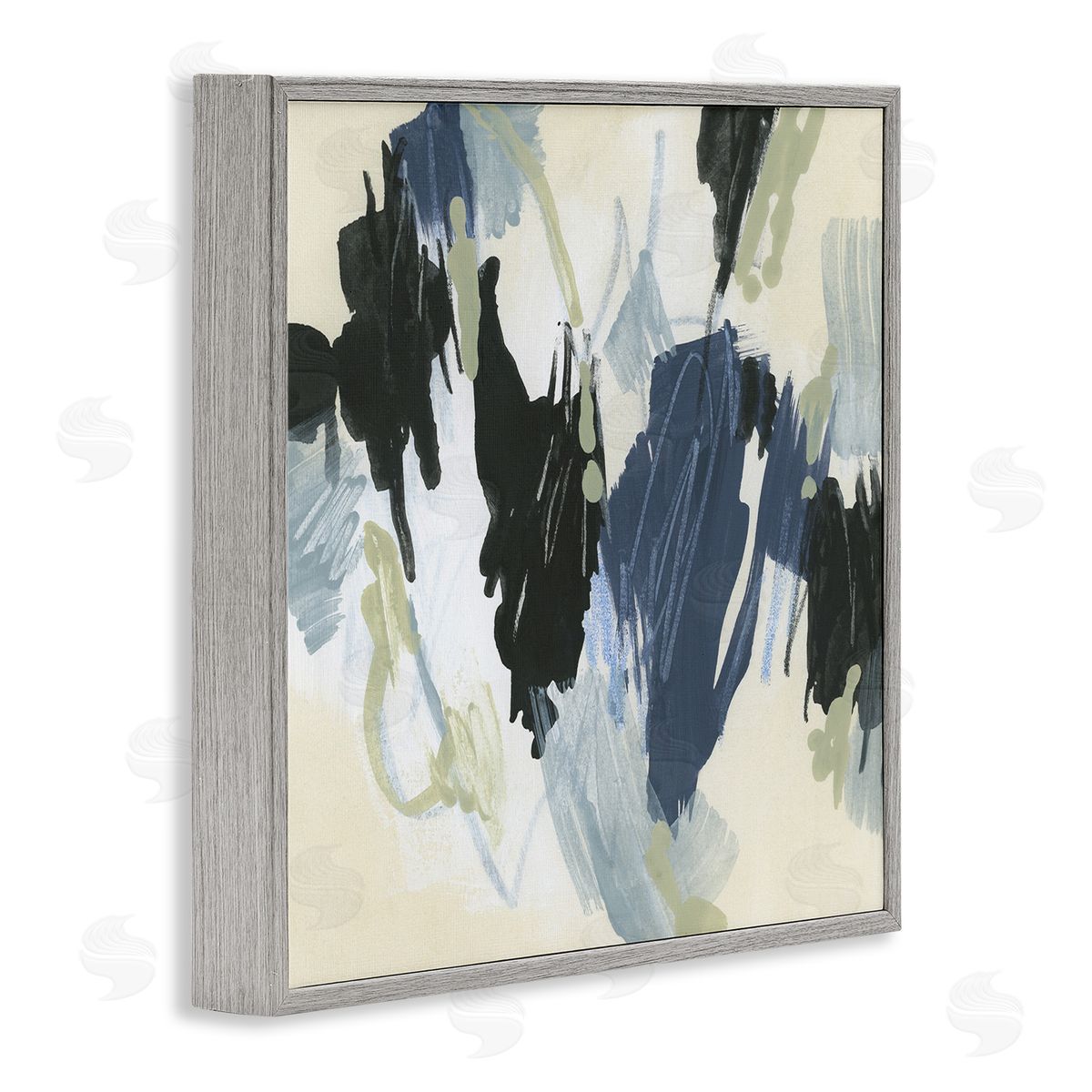Blue and Neutral Abstraction Grey Frame Print Wall Art, Home Decor by June Erica Vess