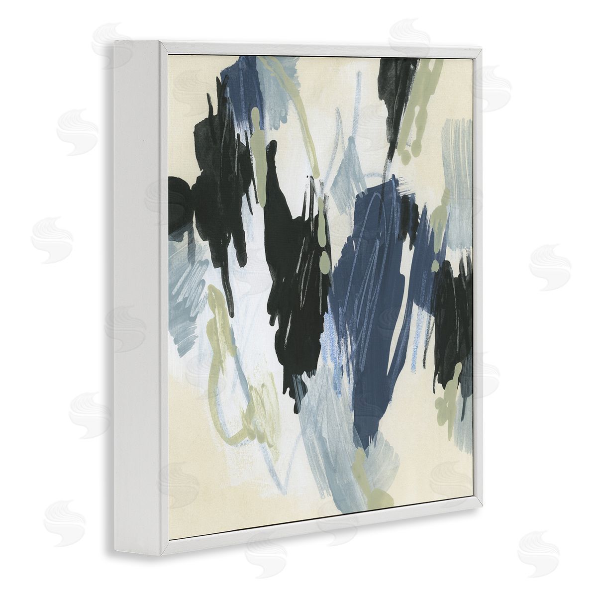 Blue and Neutral Abstraction White Frame Print Wall Art, Home Decor by June Erica Vess