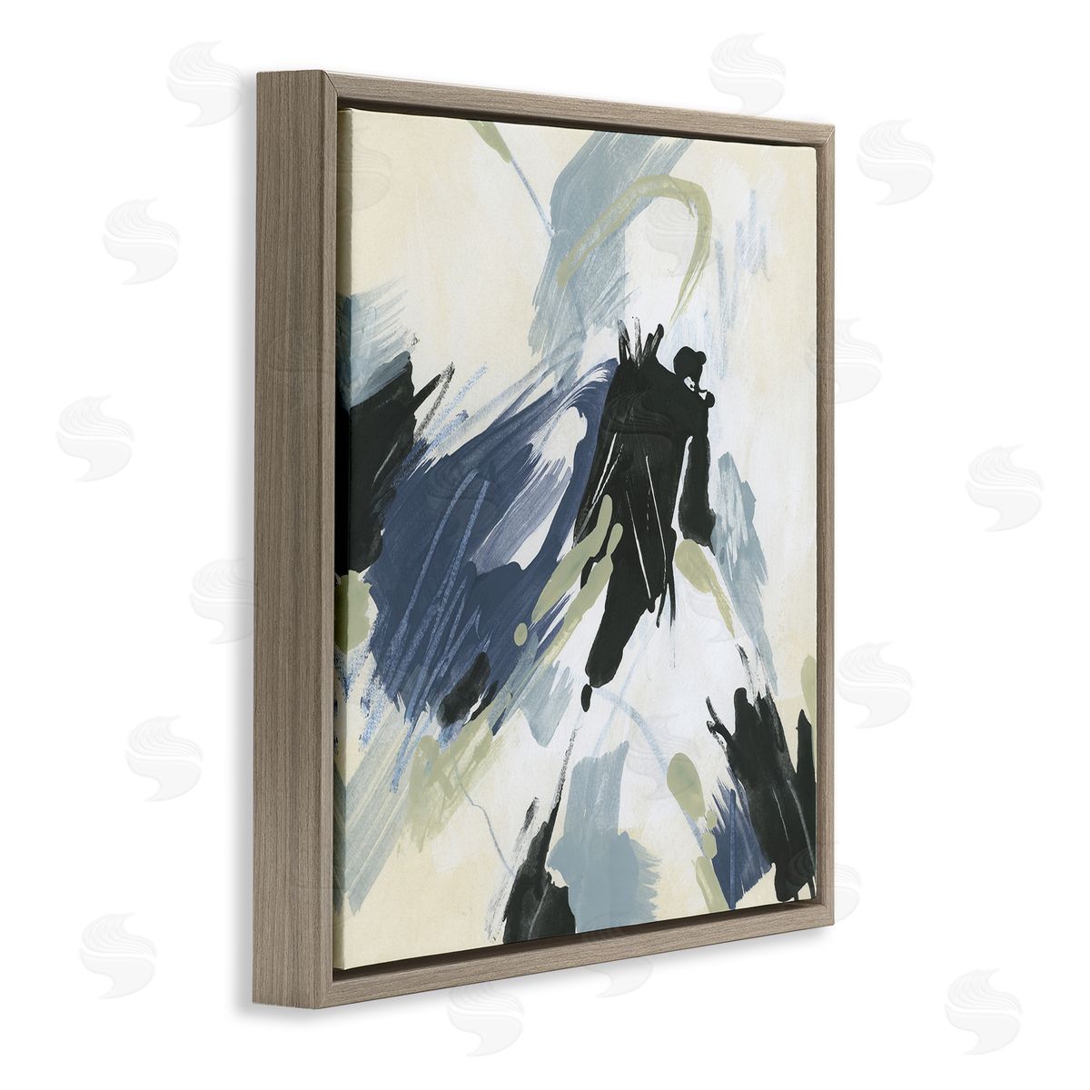 Dynamic Abstract Pattern Brown Floating Frame Canvas Wall Art, Home Decor by June Erica Vess