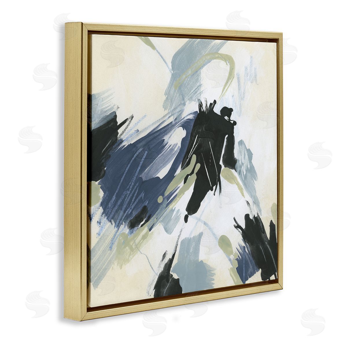 Dynamic Abstract Pattern Gold Floating Frame Canvas Wall Art, Home Decor by June Erica Vess