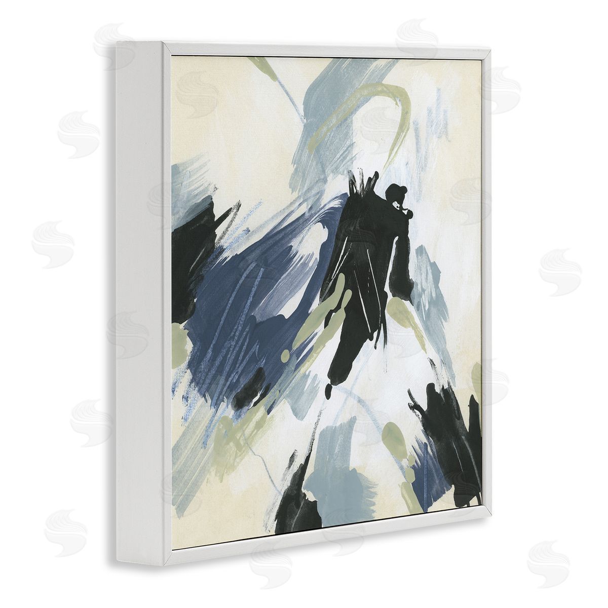Dynamic Abstract Pattern White Frame Print Wall Art, Home Decor by June Erica Vess