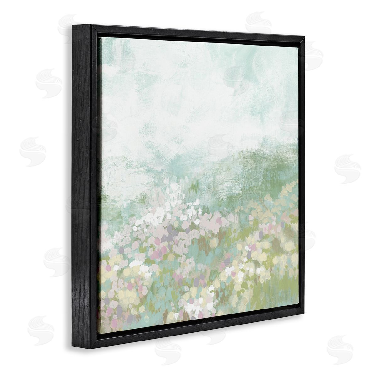 Rural Meadow Impression Black Floating Frame Canvas Wall Art, Home Decor by June Erica Vess