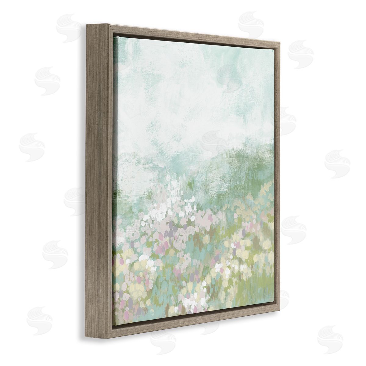 Rural Meadow Impression Brown Floating Frame Canvas Wall Art, Home Decor by June Erica Vess