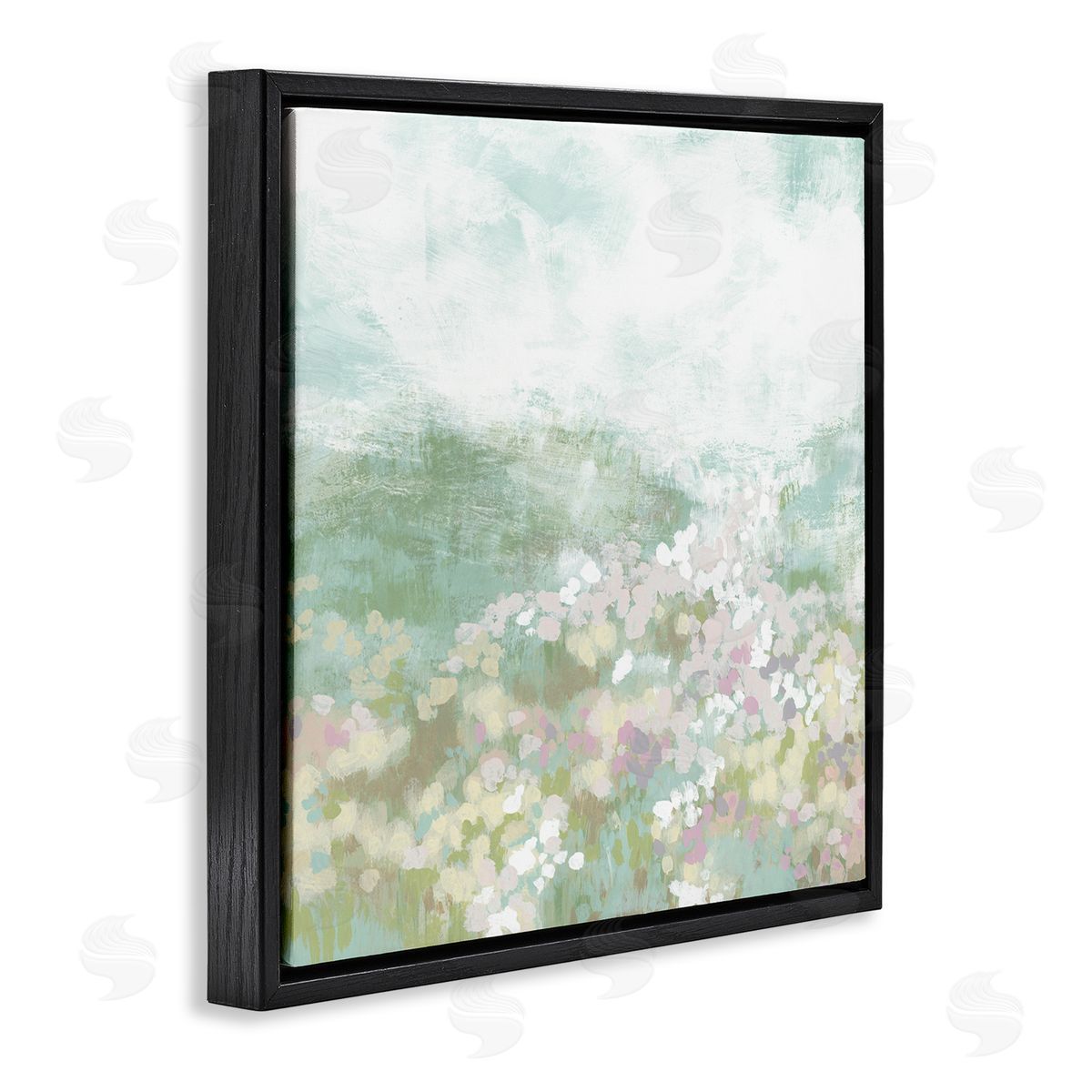 Rural Countryside Impression Black Floating Frame Canvas Wall Art, Home Decor by June Erica Vess