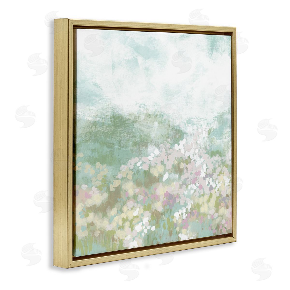 Rural Countryside Impression Gold Floating Frame Canvas Wall Art, Home Decor by June Erica Vess