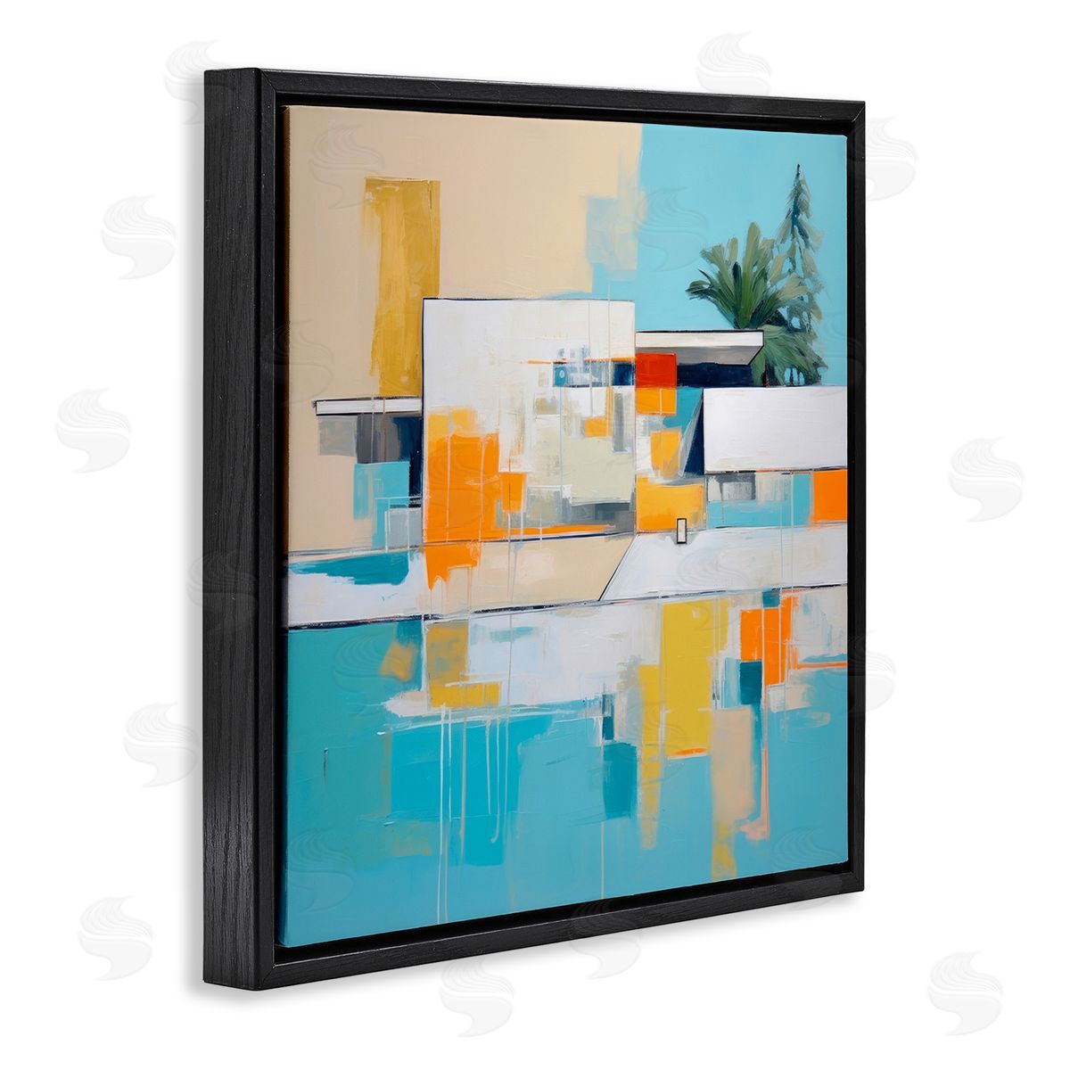 Tropical Abode Abstraction Black Floating Frame Canvas Wall Art, Home Decor by Irena Orlov