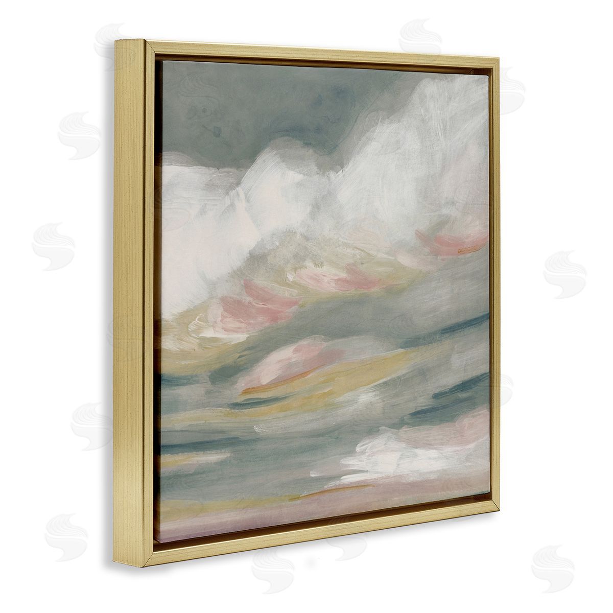 Storm Clouds Abstraction Gold Floating Frame Canvas Wall Art, Home Decor by June Erica Vess