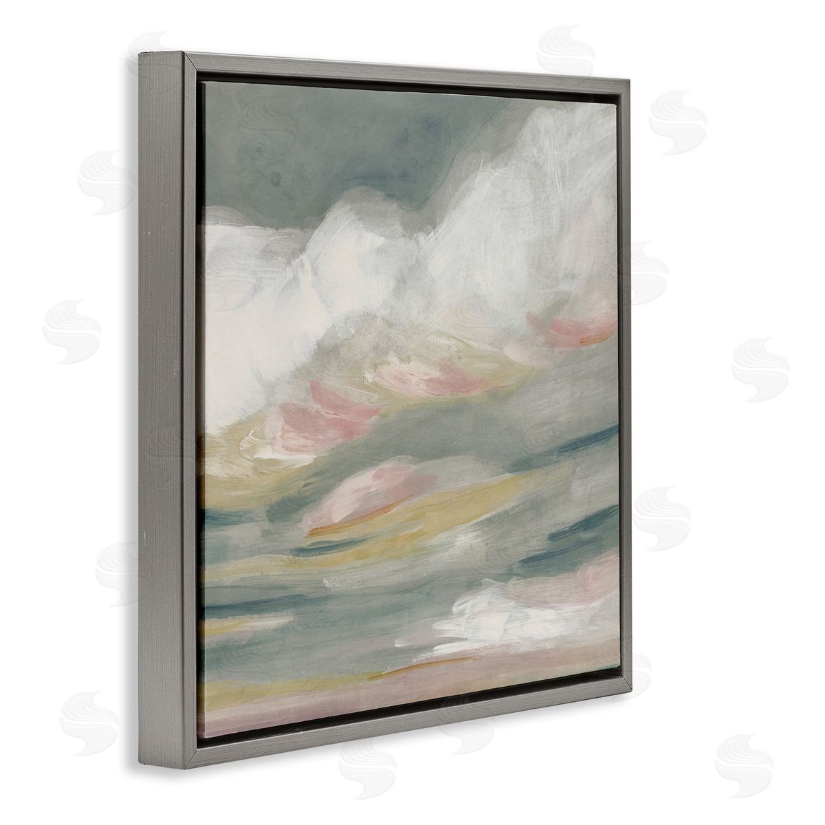 Storm Clouds Abstraction Grey Floating Frame Canvas Wall Art, Home Decor by June Erica Vess