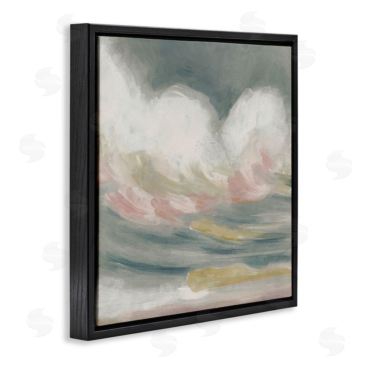 Stormy Rolling Waves Black Floating Frame Canvas Wall Art, Home Decor by June Erica Vess
