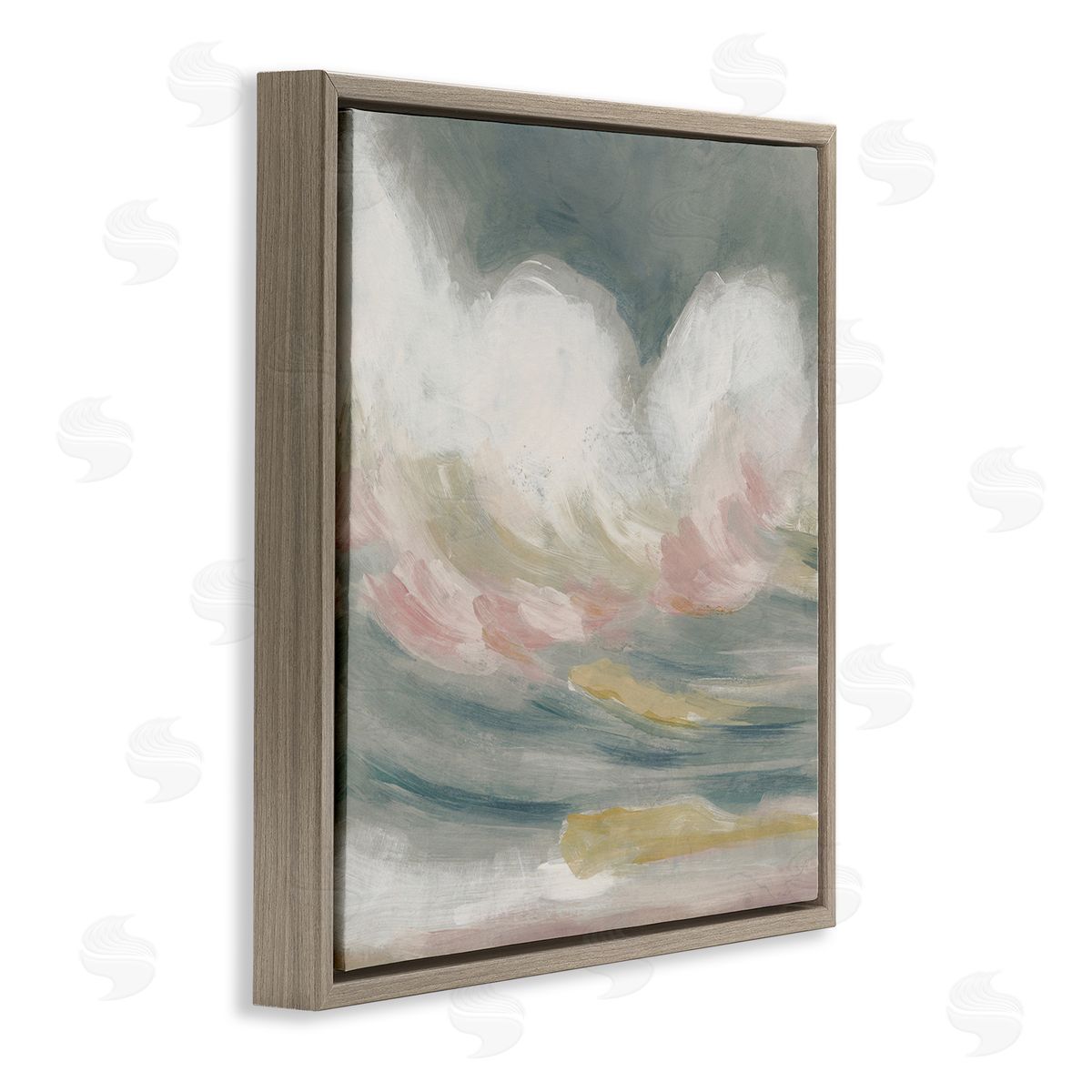 Stormy Rolling Waves Brown Floating Frame Canvas Wall Art, Home Decor by June Erica Vess