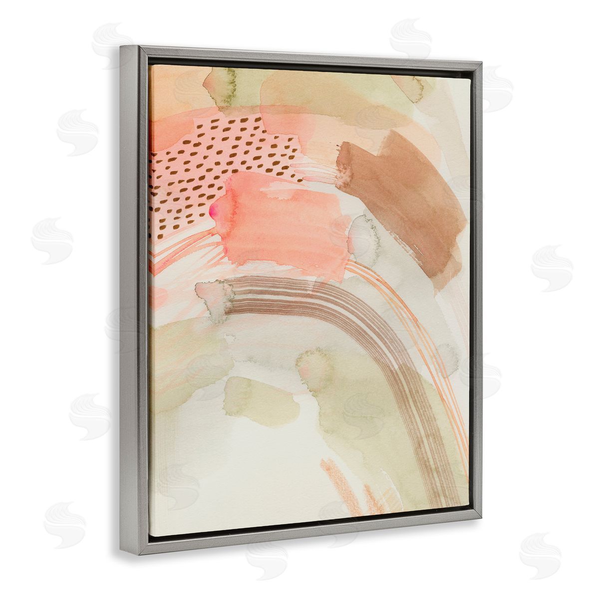 Grace Popp Funky Blush & Beige Abstract Gray Floating Frame Canvas Wall Art Print