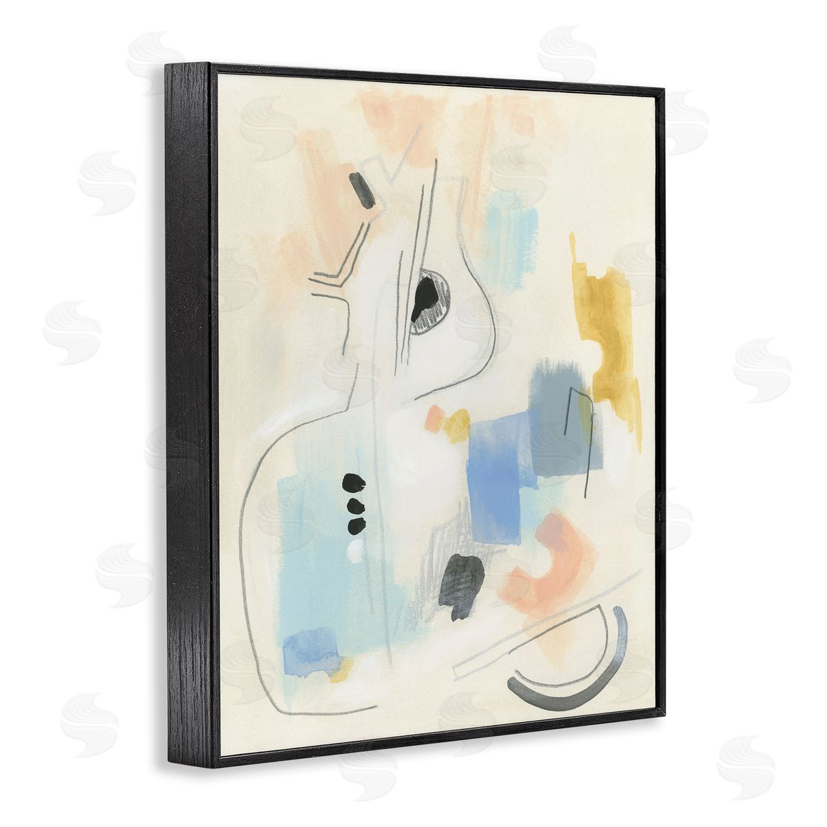 Funky Modern Pastel Abstraction Black Frame Print Wall Art, Home Decor by June Erica Vess