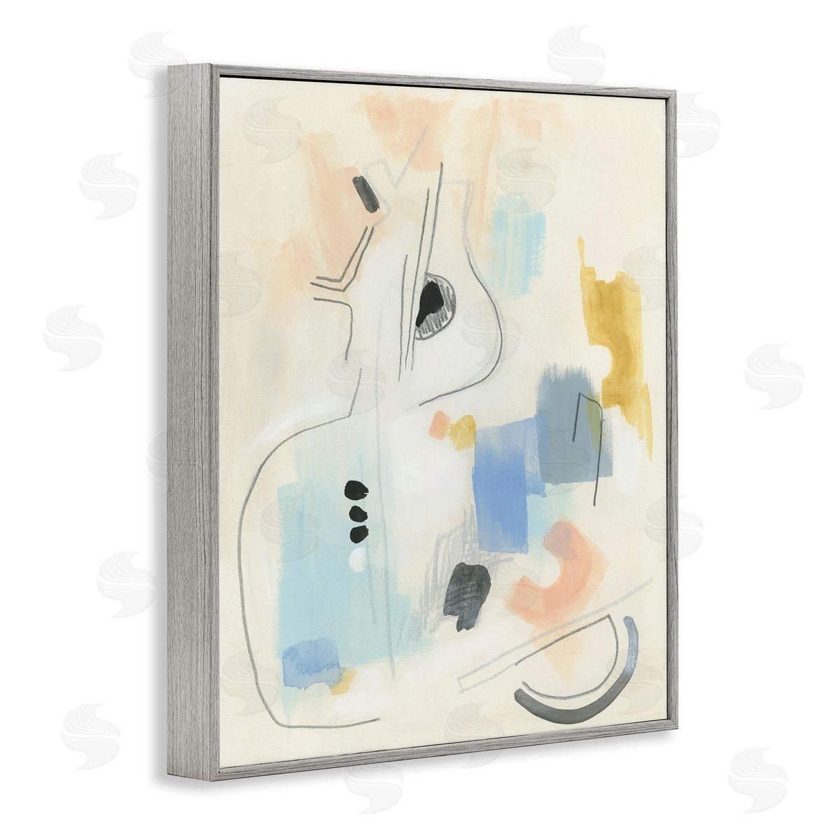 Funky Modern Pastel Abstraction Grey Frame Print Wall Art, Home Decor by June Erica Vess