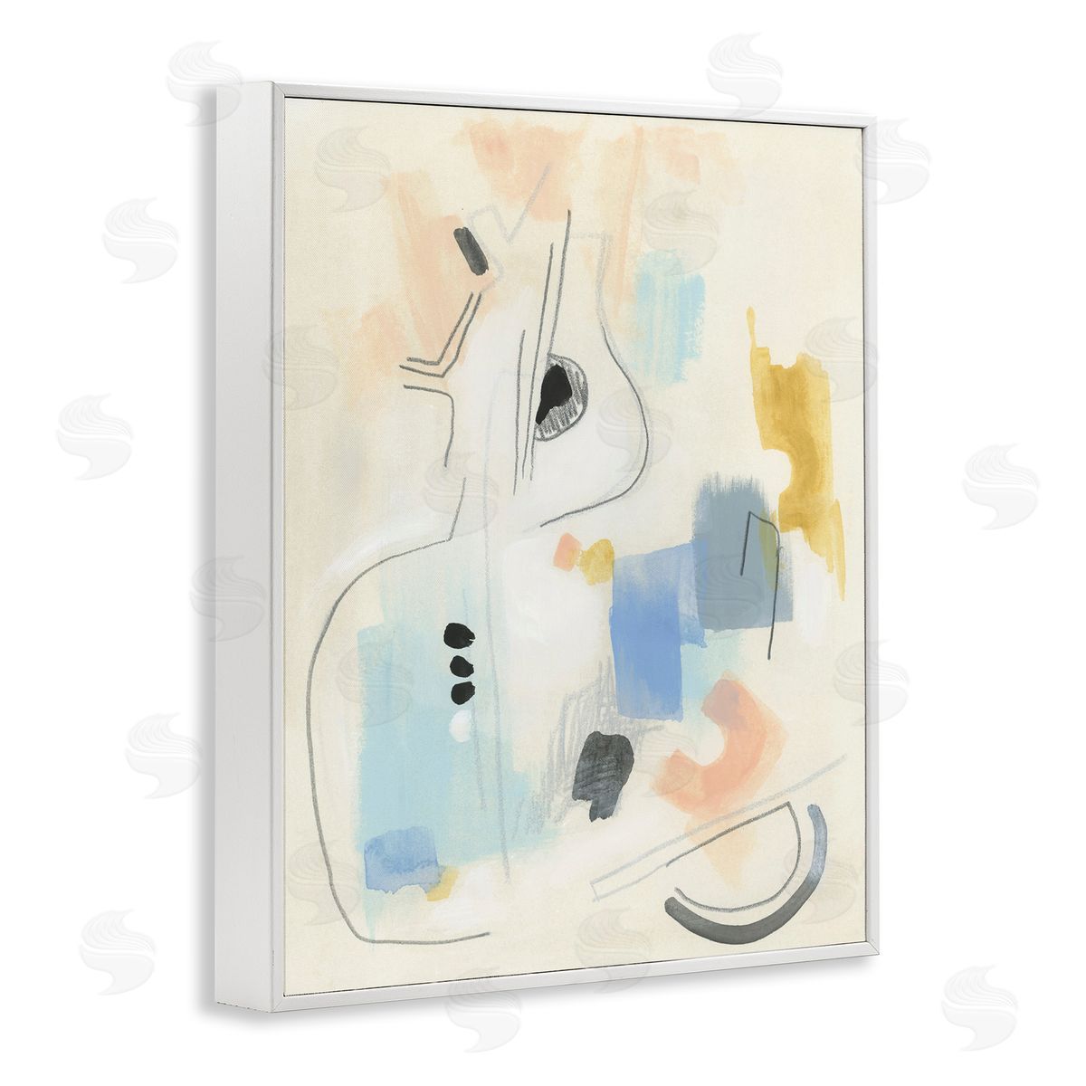 Funky Modern Pastel Abstraction White Frame Print Wall Art, Home Decor by June Erica Vess