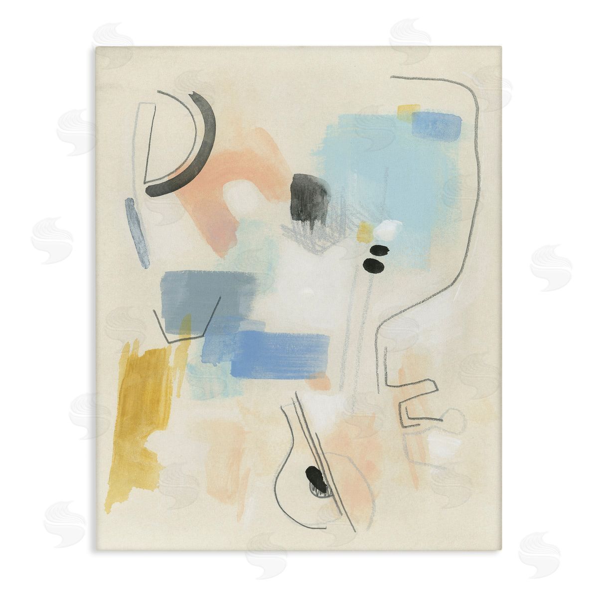 Modern Scribble Abstraction Canvas Wall Art, Home Decor by June Erica Vess